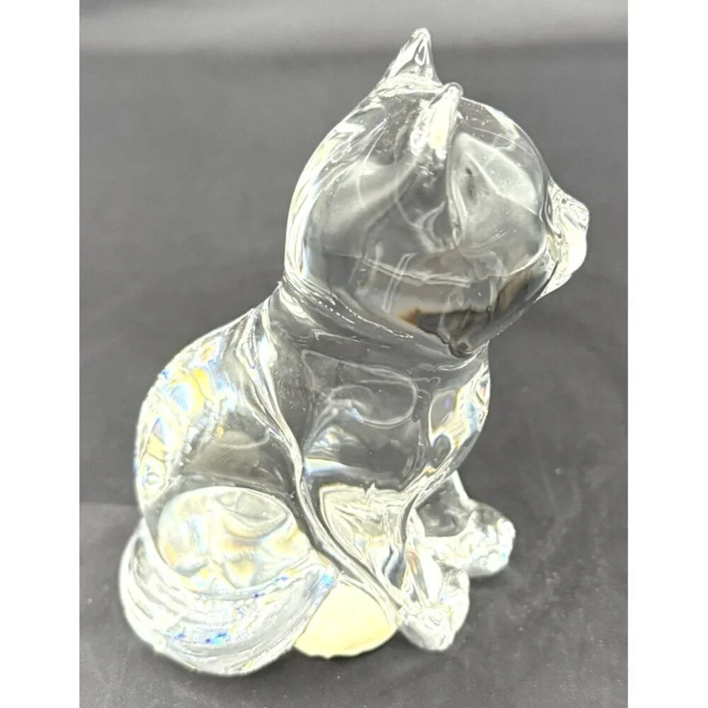 Princess House 24% Lead Crystal Paperweight -Kitten Cat Figurine Original Box